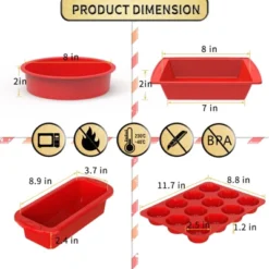 Itopfox 5-Piece Silicone Baking Pans Set - Nonstick Bakeware With Loaf Pan, Muffin Pan, Square & Round Cake Pans - Oven & Dishwasher Safe -Kid's Home GUEST 004e2b0c f574 44eb a188 2e41646cc3d7