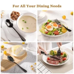 Itopfox 24-Piece Black Silverware Set With Steak Knives, Food-Grade Stainless Steel Flatware Set For 4, Mirror Polished Cutlery Set With Spoons 11 Itopfox 24-Piece Black Silverware Set With Steak Knives, Food-Grade Stainless Steel Flatware Set For 4, Mirror Polished Cutlery Set With Spoons -Kid's Home GUEST 009dc866 5869 4db3 a337 5de99e1816b3
