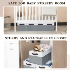 Itopfox 4 Pack Large Storage Baskets With Handles, Fabric Closet Organizers, Collapsible Bins For Clothes, Toys, Nursery, Home Organization 8 Itopfox 4 Pack Large Storage Baskets With Handles, Fabric Closet Organizers, Collapsible Bins For Clothes, Toys, Nursery, Home Organization -Kid's Home GUEST 00d873f7 848a 4bd0 9aeb 14f41b9a051b
