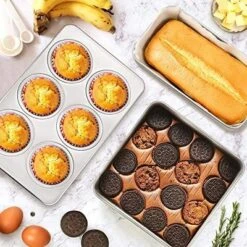 Itopfox Stainless Steel Bakeware Set, 9-Piece For Cake Cookie Loaf Muffin, Includes Round Square Rectangle Pans With Lid & Rack, Dishwasher Safe 9 Itopfox Stainless Steel Bakeware Set, 9-Piece For Cake Cookie Loaf Muffin, Includes Round Square Rectangle Pans With Lid & Rack, Dishwasher Safe -Kid's Home GUEST 00fad941 e795 4537 8c14 1ebe131aafb3