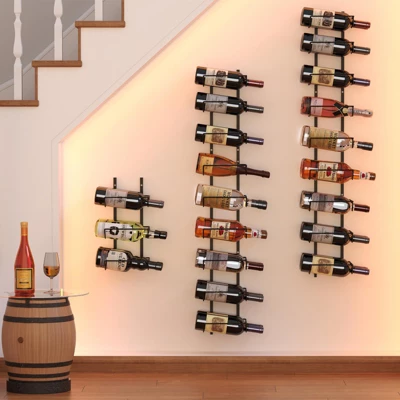 Itopfox 24 Bottle Wall Mounted Wine Rack, Adjustable Height For Wine, Liquor, Champagne, Matte Black Metal Rack For Kitchen, Bar, Wine Cellar 1 Itopfox 24 Bottle Wall Mounted Wine Rack, Adjustable Height For Wine, Liquor, Champagne, Matte Black Metal Rack For Kitchen, Bar, Wine Cellar