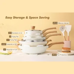 Itopfox Ceramic Cookware Set, Non Stick Pots And Pans Set, 14-Piece Induction Kitchen Cooking Set, Healthy Non Toxic, PFAS PTFE PFOA PFOS Free -Kid's Home GUEST 01afcd1b 72c9 46b9 bbfa d2a08704a645