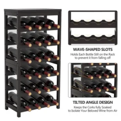 Itopfox 24 Bottle Freestanding Wine Rack With Table Top, 6 Tier Bamboo Wine Shelf For Kitchen, Bar, Dining Room, Living Room - Dark Brown 12 Itopfox 24 Bottle Freestanding Wine Rack With Table Top, 6 Tier Bamboo Wine Shelf For Kitchen, Bar, Dining Room, Living Room - Dark Brown -Kid's Home GUEST 025d9b1a 42ee 474f b043 8c99b59179ba