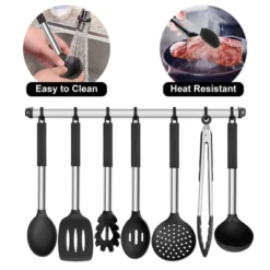 Itopfox 7-Piece Silicone Cooking Utensil Set With Stainless Steel Handles, Heat Resistant For Nonstick Cookware, Includes Ladle, Turner, Spoon -Kid's Home GUEST 026d3c95 d57f 4226 a0bb 2608fa1f81a0