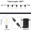 Itopfox 120FT Outdoor String Lights, Waterproof Patio Lights With 64 Hanging Globe G40 Bulbs, Shatterproof For Backyard Decor
