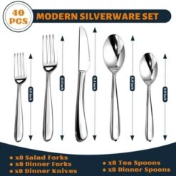 Itopfox 40-Piece Stainless Steel Silverware Set For 8, Heavy Duty Flatware Cutlery Set With Mirror Polished Forks, Knives, Spoons, Dishwasher Safe