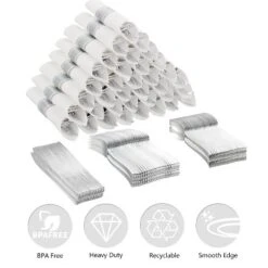Itopfox 100 Pack Pre Rolled Silver Plastic Silverware Set With Napkins, Disposable Wrapped Heavy Duty Cutlery Set For Wedding Birthday Party -Kid's Home GUEST 042997ed c848 4fc8 b21c 7d3cd21bb073