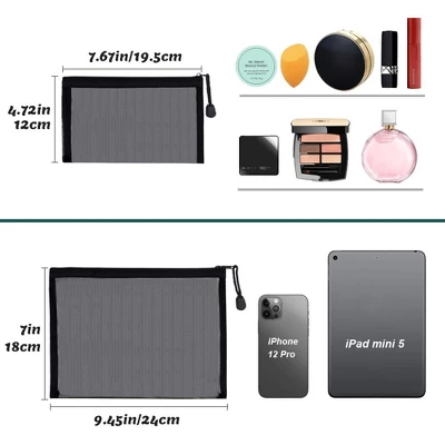 Itopfox 6-Pack Mesh Cosmetic Pouches With Zipper For Makeup, Toiletries, And Organizing Home Or Office Essentials (Black) 2 Itopfox 6-Pack Mesh Cosmetic Pouches With Zipper For Makeup, Toiletries, And Organizing Home Or Office Essentials (Black) - Image 2