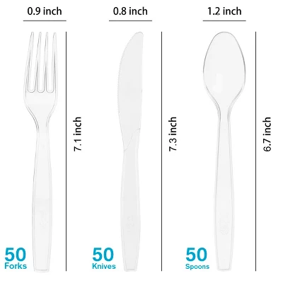 Itopfox 150 Pcs Clear Heavy Duty Plastic Silverware Set, Disposable Forks Spoons Knives For Wedding Party Supplies & Everyday Use 1 Itopfox 150 Pcs Clear Heavy Duty Plastic Silverware Set, Disposable Forks Spoons Knives For Wedding Party Supplies & Everyday Use