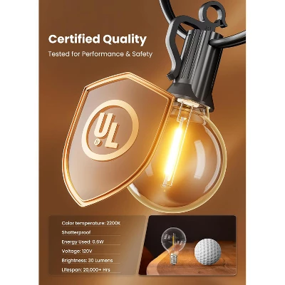 Itopfox Outdoor LED String Lights With 13 Plastic Edison Bulbs, Plug-in, Waterproof Connectable Hanging Light For Backyard Porch Balcony Party Decor 7 Itopfox Outdoor LED String Lights With 13 Plastic Edison Bulbs, Plug-in, Waterproof Connectable Hanging Light For Backyard Porch Balcony Party Decor - Image 7