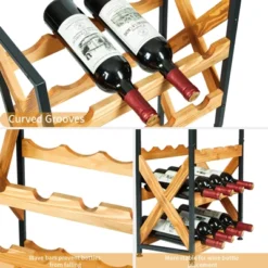 Itopfox 20 Bottle Wine Rack Freestanding Floor With Wood Top Wobble-Free 5 Tier Wine Display Storage Stand Shelf Stackable Modular Wine Bottle Holder -Kid's Home GUEST 0827a2f4 5fbb 4609 b1c9 006ef1b8bca1