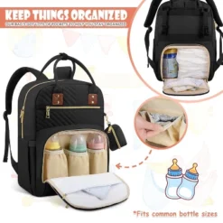 Itopfox Large Capacity Diaper Backpack For Travel With Changing Pad, Stroller Straps & Pacifier Case, Black -Kid's Home GUEST 09b2691b ecb2 48da a0b1 4b23f80f8383