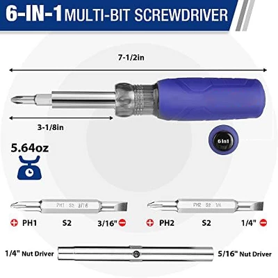 Itopfox 6-in-1 & 4-in-1 Screwdriver Set With Comfort Grip, 2PCS Portable Screwdrivers, 8 Basic & Precision Bits, 2 Nut Driver Sizes 1 Itopfox 6-in-1 & 4-in-1 Screwdriver Set With Comfort Grip, 2PCS Portable Screwdrivers, 8 Basic & Precision Bits, 2 Nut Driver Sizes