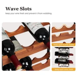 Itopfox 3-Tier Stackable Wine Rack For Cabinet, Solid Wood & Wrought Iron Wine Bottle Holder, Kitchen Bar Dining Room Storage Shelf -Kid's Home GUEST 0a41f704 fa0b 4557 8759 ca13198c42ec