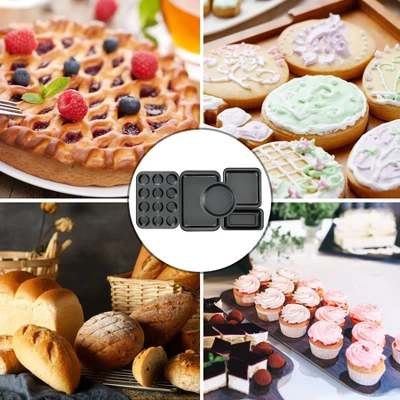 Itopfox Kitchen 5-Piece Nonstick Bakeware Set With Round & Square Cake Pans, Muffin Pan, Loaf Pan, Roast Pan For Baking 2 Itopfox Kitchen 5-Piece Nonstick Bakeware Set With Round & Square Cake Pans, Muffin Pan, Loaf Pan, Roast Pan For Baking - Image 2