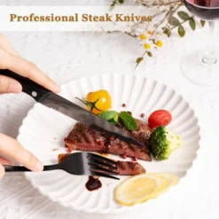 Itopfox 24-Piece Black Silverware Set With Steak Knives, Food-Grade Stainless Steel Flatware Set For 4, Mirror Polished Cutlery Set With Spoons 9 Itopfox 24-Piece Black Silverware Set With Steak Knives, Food-Grade Stainless Steel Flatware Set For 4, Mirror Polished Cutlery Set With Spoons -Kid's Home GUEST 0b481432 95c6 4540 862b 9c9949113743