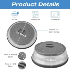 Itopfox 2-Pack Collapsible Microwave Cover With Grip Handle, Splatter Proof For Plates & Bowls, Dishwasher Safe & BPA Free Kitchen Gadget