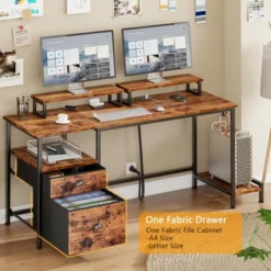 Itopfox Computer Desk With File Cabinet & Power Outlets, Home Office Desk With 2 Monitor Stands & Storage Drawer, Writing Gaming Table With Shelves -Kid's Home GUEST 0b7bf8a0 0fd2 4da8 9b22 4b23f6f82f8c