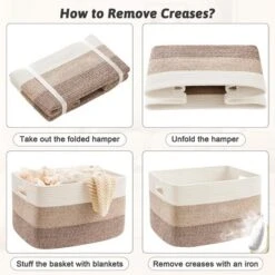 Itopfox Rectangle Woven Storage Basket For Laundry, Blankets, Toys, And Magazines - Natural Cotton Hamper For Nursery And Living Room Décor 11 Itopfox Rectangle Woven Storage Basket For Laundry, Blankets, Toys, And Magazines - Natural Cotton Hamper For Nursery And Living Room Décor -Kid's Home GUEST 0ce318c1 ada1 4366 9561 fe11f39f7ab8