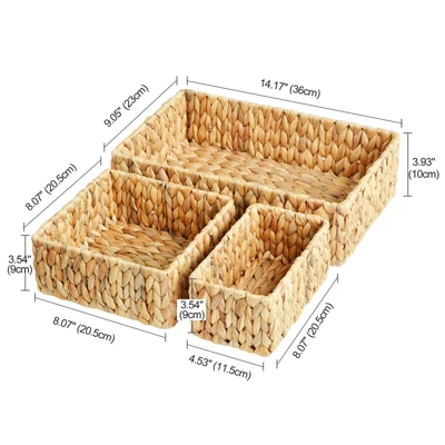 Itopfox Hand Woven Water Hyacinth Storage Baskets Set Of 3 Natural Wicker Baskets For Organizing Pantry Shelf, Closet, Bathroom, Living Room, Bedroom 2 Itopfox Hand Woven Water Hyacinth Storage Baskets Set Of 3 Natural Wicker Baskets For Organizing Pantry Shelf, Closet, Bathroom, Living Room, Bedroom - Image 2