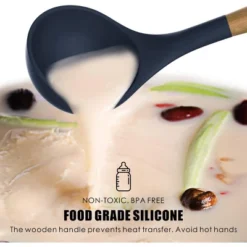 Itopfox Silicone Cooking Utensils Set - Heat Resistant Kitchen Utensils With Wooden Handles, BPA Free Gadgets For Non-Stick Cookware -Kid's Home GUEST 0e1f9686 49ab 413d 9c10 25800f5ca84d