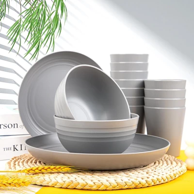 Itopfox 48-Piece Grey Wheat Straw Dinnerware Set Unbreakable Plates, Bowls, And Cups For 12, Dishwasher Safe, Perfect For Camping, BBQs & Gatherings 7 Itopfox 48-Piece Grey Wheat Straw Dinnerware Set Unbreakable Plates, Bowls, And Cups For 12, Dishwasher Safe, Perfect For Camping, BBQs & Gatherings - Image 7