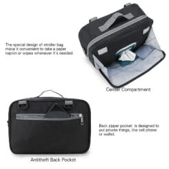 Itopfox Baby Diaper Bag With Multiple Pockets For Diapers, Wipes & Toys, Hand Strap, Fits In Backpack Or Stroller (Black Flower) -Kid's Home GUEST 0edbebc1 a09f 4f2b 8f0f 807f38c45739