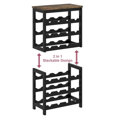 Itopfox 6-Tier Bamboo Wine Rack Freestanding Floor, 24 Bottles Wine Storage Shelves With Table Top, Stackable Display For Kitchen, Bar Rustic Brown 2 Itopfox 6-Tier Bamboo Wine Rack Freestanding Floor, 24 Bottles Wine Storage Shelves With Table Top, Stackable Display For Kitchen, Bar Rustic Brown - Image 2