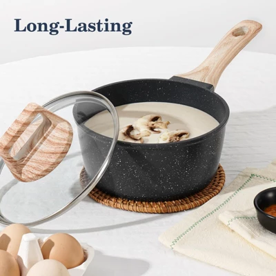 Itopfox 12-Piece Nonstick Cookware Set, Black Granite Induction Pots And Pans For Healthy Cooking, Includes Frying Pans And Saucepans PFAS/PFOA Free 8 Itopfox 12-Piece Nonstick Cookware Set, Black Granite Induction Pots And Pans For Healthy Cooking, Includes Frying Pans And Saucepans PFAS/PFOA Free - Image 8