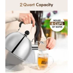 Itopfox Stainless Steel Tea Kettle For Stove Top With Efficient Heating, Audible Whistle & Safe Handle - 2 Quart Camping Kettle -Kid's Home GUEST 10e04775 1282 4e97 8213 c2b2cce5b547