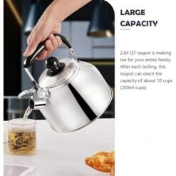 Itopfox Stainless Steel Whistling Tea Kettle For Stovetop, 2.64 QT With Cool Grip Handle, Fast Boiling For Tea, Coffee, Milk, Durable & Safe -Kid's Home GUEST 116d5eae 0879 4860 bc8c eff792526679