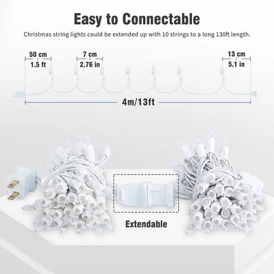 Itopfox Clear Christmas Lights Set, 2Pack 50Count Incandescent Mini String Lights With White Wire For Indoor Christmas Tree Garland Birthday Wedding 3 Itopfox Clear Christmas Lights Set, 2Pack 50Count Incandescent Mini String Lights With White Wire For Indoor Christmas Tree Garland Birthday Wedding - Image 3