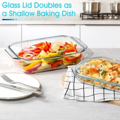 Itopfox 2 QT Rectangular Glass Casserole Dish With Lid, Oven Safe Tempered Glass Bakeware For Cooking, Baking, And Serving 2 Itopfox 2 QT Rectangular Glass Casserole Dish With Lid, Oven Safe Tempered Glass Bakeware For Cooking, Baking, And Serving - Image 2