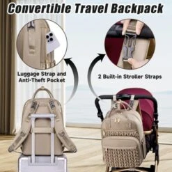 Itopfox Stylish Baby Diaper Backpack With Changing Pad, Waterproof Travel Bag, Stroller Straps, Insulated Pockets, Khaki -Kid's Home GUEST 12757c77 8814 4e6a 92fd 5be77e4350f8
