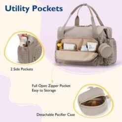 Itopfox Large Capacity Travel Diaper Tote Bag With Pacifier Case, Insulated Pockets For Baby Essentials, Hospital Delivery Bag -Kid's Home GUEST 1398f2e5 dc96 4405 9ea1 2aa044b5880c