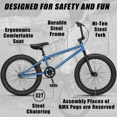 Itopfox Freestyle BMX Bike For Kids Ages 5-13, Beginner Level Rider With Durable Hi-Ten Steel Frame, Easy To Ride & Assemble, Multiple Colors 1 Itopfox Freestyle BMX Bike For Kids Ages 5-13, Beginner Level Rider With Durable Hi-Ten Steel Frame, Easy To Ride & Assemble, Multiple Colors