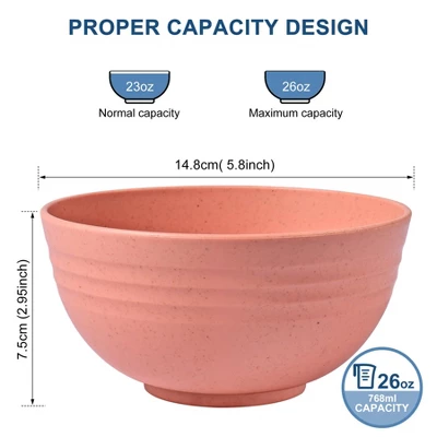 Itopfox BPA Free Unbreakable Wheat Straw Cereal Bowls - Microwave & Dishwasher Safe Soup And Salad Bowls, Set Of 8, Multicolor 1 Itopfox BPA Free Unbreakable Wheat Straw Cereal Bowls - Microwave & Dishwasher Safe Soup And Salad Bowls, Set Of 8, Multicolor