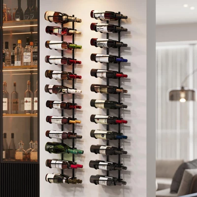 Itopfox 24 Bottle Wall Mounted Wine Rack, Adjustable Height For Wine, Liquor, Champagne, Matte Black Metal Rack For Kitchen, Bar, Wine Cellar 9 Itopfox 24 Bottle Wall Mounted Wine Rack, Adjustable Height For Wine, Liquor, Champagne, Matte Black Metal Rack For Kitchen, Bar, Wine Cellar - Image 9
