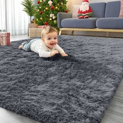 Itopfox Soft Fluffy Shaggy Area Rug For Living Room, Bedroom, Kids, Girls, Boys, Dorms, Nursery Rooms, Home Decor Aesthetic, Machine Washable, Grey 8 Itopfox Soft Fluffy Shaggy Area Rug For Living Room, Bedroom, Kids, Girls, Boys, Dorms, Nursery Rooms, Home Decor Aesthetic, Machine Washable, Grey - Image 8