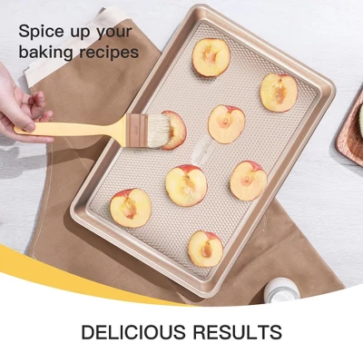 Itopfox Nonstick Cookie Sheet Pan Set Of 3, Heavy Duty Baking Trays With Diamond Texture, Oven Safe For Even Baking, Elegant Champagne Gold Finish 8 Itopfox Nonstick Cookie Sheet Pan Set Of 3, Heavy Duty Baking Trays With Diamond Texture, Oven Safe For Even Baking, Elegant Champagne Gold Finish - Image 8