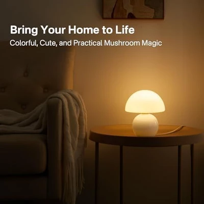 Itopfox Mushroom Table Lamp For Bedroom, Desk Bedside Small Lamp For Living Room, Cute Mini Modern Mid Century Night Stand Decor, Unique Aesthetic 1 Itopfox Mushroom Table Lamp For Bedroom, Desk Bedside Small Lamp For Living Room, Cute Mini Modern Mid Century Night Stand Decor, Unique Aesthetic