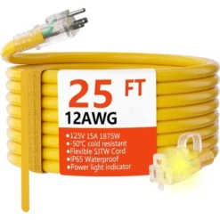Itopfox 12/3 Gauge Heavy Duty Outdoor Extension Cord 25 Ft Waterproof With Lighted End, Flexible Cold-Resistant 3 Prong Electric Cord -Kid's Home GUEST 15dc9f3b 7f69 4d43 b614 6507334db2bd
