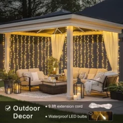 Itopfox 300 LED Remote Control Fairy Curtain Lights, Plug In Hanging String Lights For Window Wall, Bedroom, Wedding, Party, Christmas, Patio Decor 10 Itopfox 300 LED Remote Control Fairy Curtain Lights, Plug In Hanging String Lights For Window Wall, Bedroom, Wedding, Party, Christmas, Patio Decor -Kid's Home GUEST 17b31e82 8f74 4d50 9684 3ebb43f5ab41