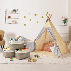 Itopfox Woven Storage Basket Set Of 3, Cotton Rope Organizing Bins For Books, Toys, Towels, Living Room Decor, Foldable Handles, Brown 8 Itopfox Woven Storage Basket Set Of 3, Cotton Rope Organizing Bins For Books, Toys, Towels, Living Room Decor, Foldable Handles, Brown -Kid's Home GUEST 17ef27e9 4de3 4984 a687 ba43990410d3