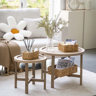 Itopfox Hand Woven Water Hyacinth Storage Baskets Set Of 3 Natural Wicker Baskets For Organizing Pantry Shelf, Closet, Bathroom, Living Room, Bedroom 4 Itopfox Hand Woven Water Hyacinth Storage Baskets Set Of 3 Natural Wicker Baskets For Organizing Pantry Shelf, Closet, Bathroom, Living Room, Bedroom - Image 4