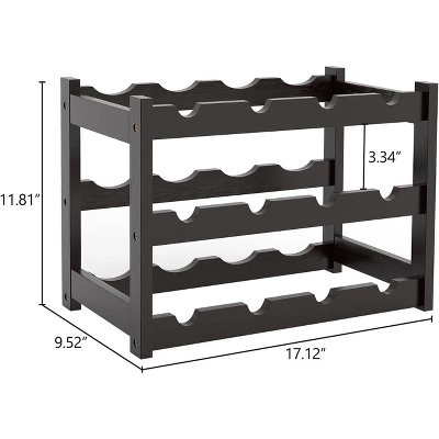 Itopfox Bamboo Wine Rack Countertop, 3-Tier 12 Bottles Wine Storage Shelf For Kitchen Pantry Cabinet - Dark Brown 6 Itopfox Bamboo Wine Rack Countertop, 3-Tier 12 Bottles Wine Storage Shelf For Kitchen Pantry Cabinet - Dark Brown - Image 6