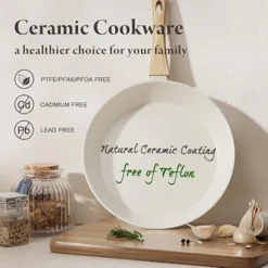 Itopfox 24 Pcs Non Stick Ceramic Cookware Set, Healthy Non Toxic Kitchen Cookware With Large Capacity, Induction Compatible, PFAS Free, Cream White