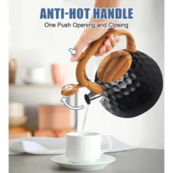 Itopfox Stainless Steel Whistling Tea Kettle With Wood Handle For Stovetop, 3.2 Qt Capacity, Suitable For Gas & Electric Cooktops, Black -Kid's Home GUEST 1a7d8848 02a3 4c4d abc3 d690def7931c