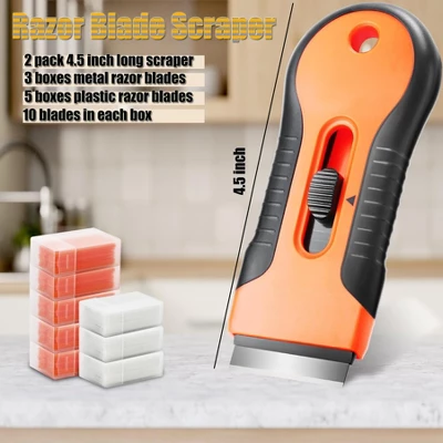 Itopfox Razor Scraper Tool Set With 80 Blades - 30 Metal & 50 Plastic For Sticker, Paint, Grease Removal On Glass, Tile, Wood Floors, Countertops 4 Itopfox Razor Scraper Tool Set With 80 Blades - 30 Metal & 50 Plastic For Sticker, Paint, Grease Removal On Glass, Tile, Wood Floors, Countertops - Image 4