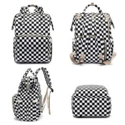 Itopfox Checkered Waterproof Diaper Backpack For Baby Girls And Moms, Large Nappy Bag With Insulated Bottle Pockets -Kid's Home GUEST 1ad35bc9 eb50 4ae6 afe0 96cf8d226fbf